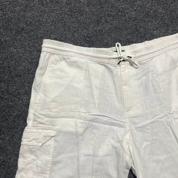 CUBAVERA Shorts Mens Size Extra Large White Linen Drawstring Cargo Pocket - Picture 2 of 14